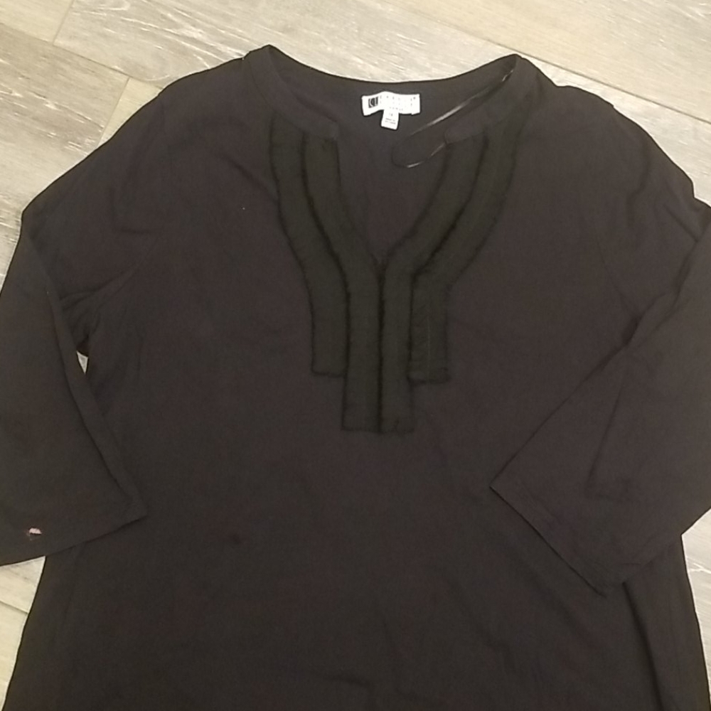 Carole Little Black V Neck Pullover